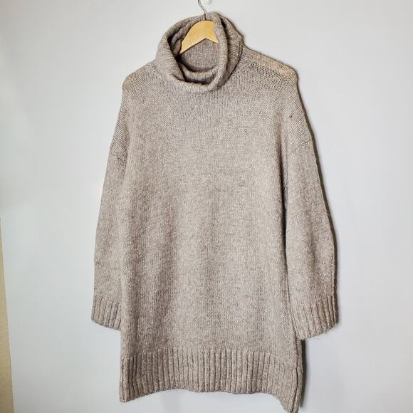 H&M beige alpaca wool blend cowl neck oversized sweater Size Large - Picture 3 of 9